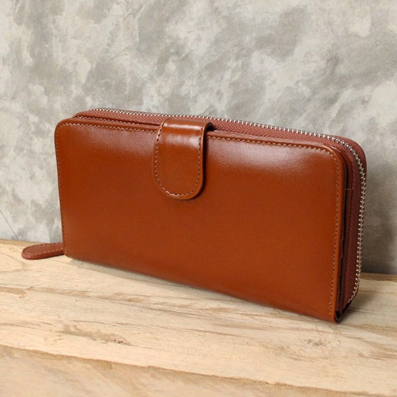 真皮 錢包 - Leather Wallet - Zip Around Plus - Tan (Genuine Cow Leather) / Long Wallet