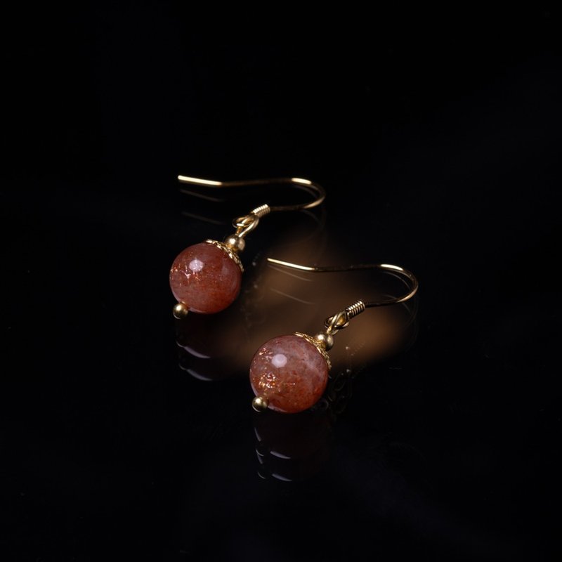 Small Elegant Series l Sunstone Stone Earrings E0012 - ต่างหู - เครื่องเพชรพลอย 