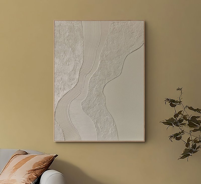 Gray Textured Abstract Painting | Textured Painting | Gray Nile - 壁貼/牆壁裝飾 - 棉．麻 灰色