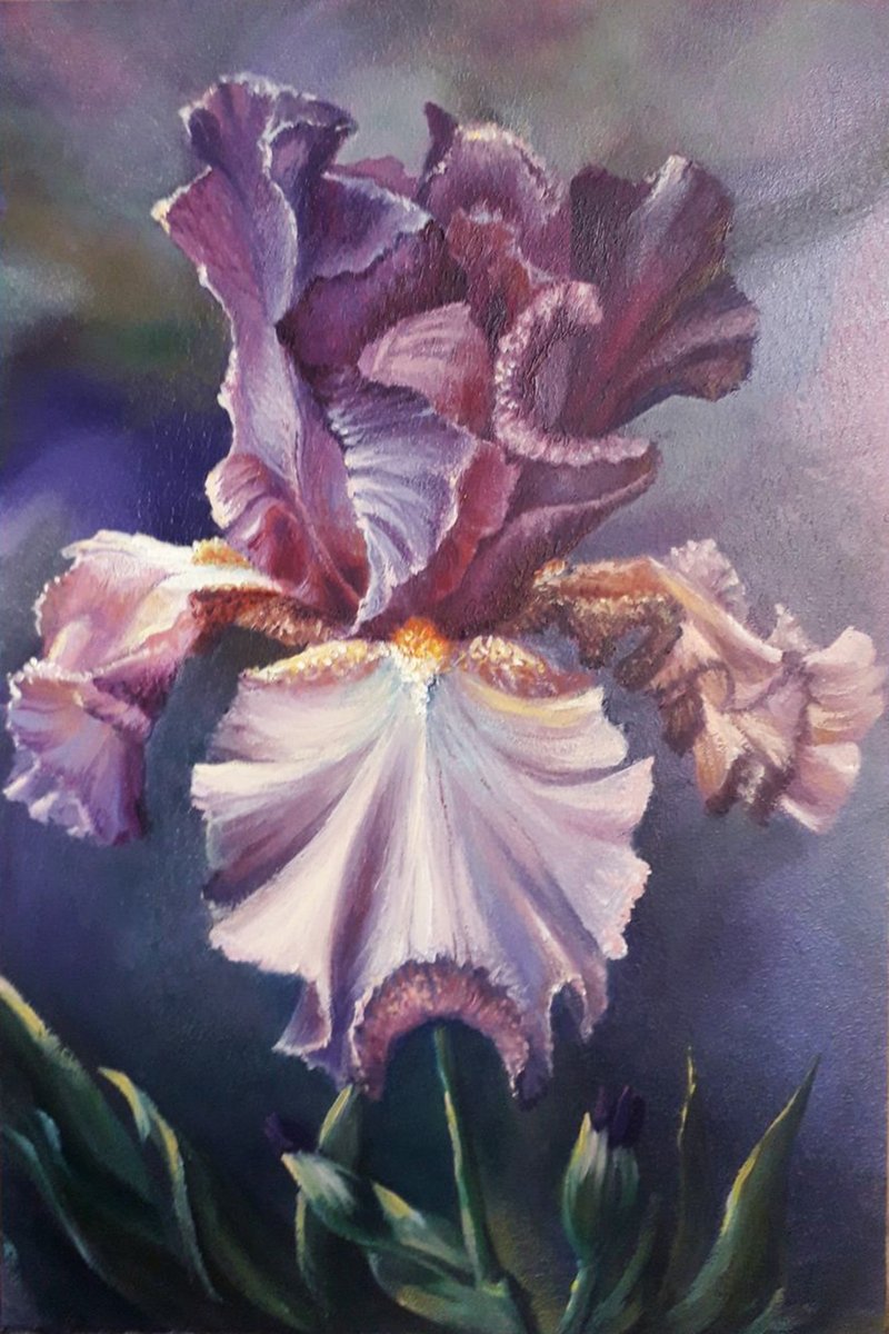 Original oil painting. A blue flower. Iris. A wonderful gift. 7.8 x 11.8 inches - 壁貼/牆壁裝飾 - 其他材質 多色