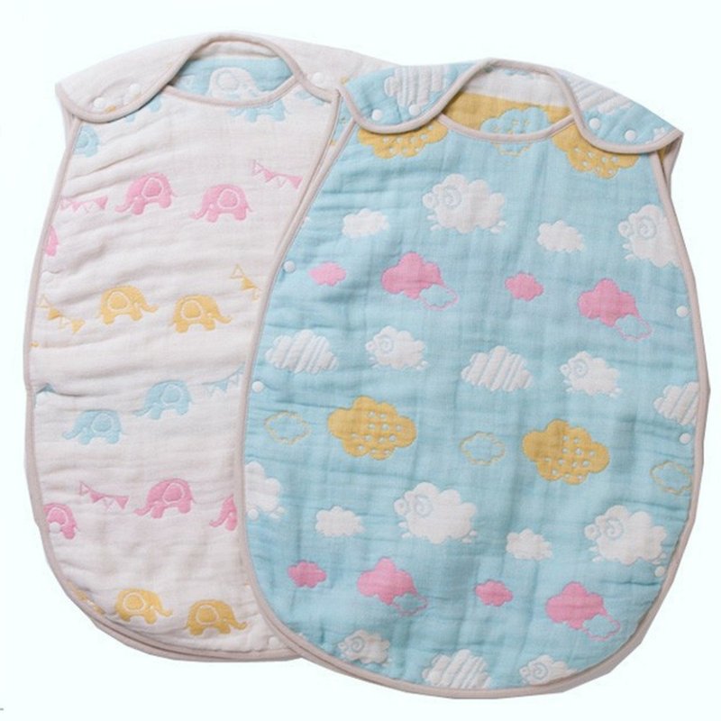 Japanese made Aenak six-layer yarn baby child anti-kick vest sleeping bag L (2 colors) - Bedding - Cotton & Hemp Multicolor