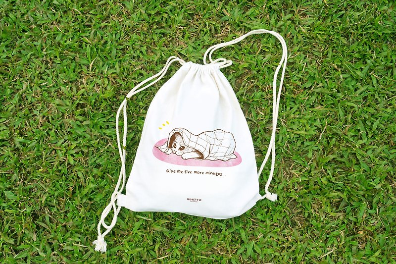 【動物系列】#6 不願起床的小貓 帆布束口後背包 束口袋帆布袋 - 水桶包/束口袋 - 其他材質 粉紅色