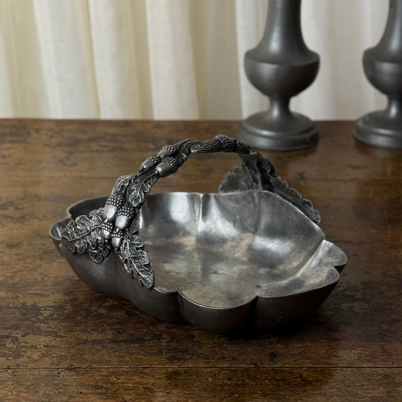 *50620-絕美法國古董錫籃27x18cm - 居家收納/收納盒/儲物盒 - 其他金屬 