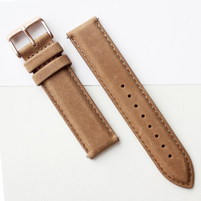 【PICONO】Quick release brown leather strap - Rosergold buckle - Men's & Unisex Watches - Genuine Leather 