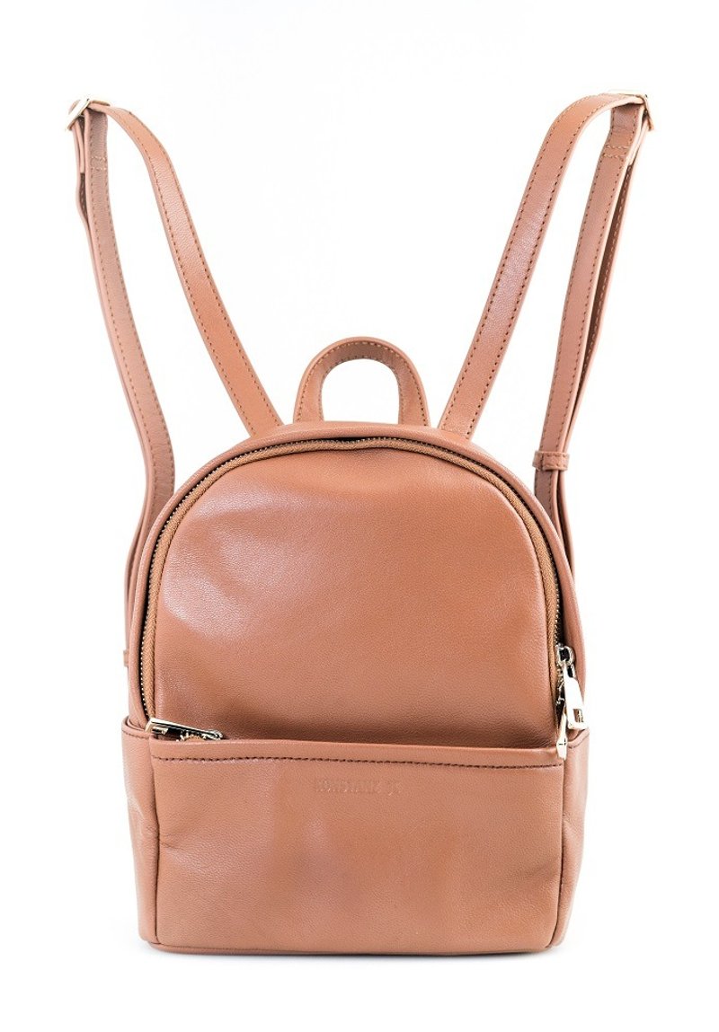 J Collection: Lambskin Backpack_Brown - กระเป๋าเป้สะพายหลัง - หนังแท้ สีนำ้ตาล