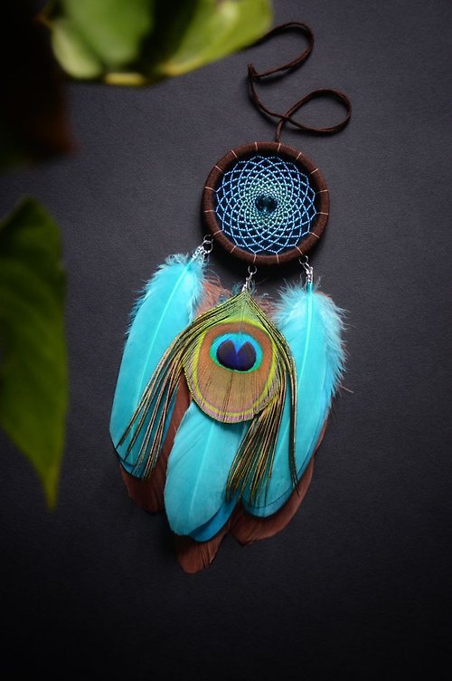 VIDADREAMS Handmade Peacock Feather Dream catcher Wall Hangings & More - Peacock Themed