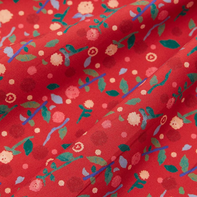 Wide plain weave printed cotton fabric (digital)/round taffeta/colorful crimson - Knitting, Embroidery, Felted Wool & Sewing - Cotton & Hemp Red