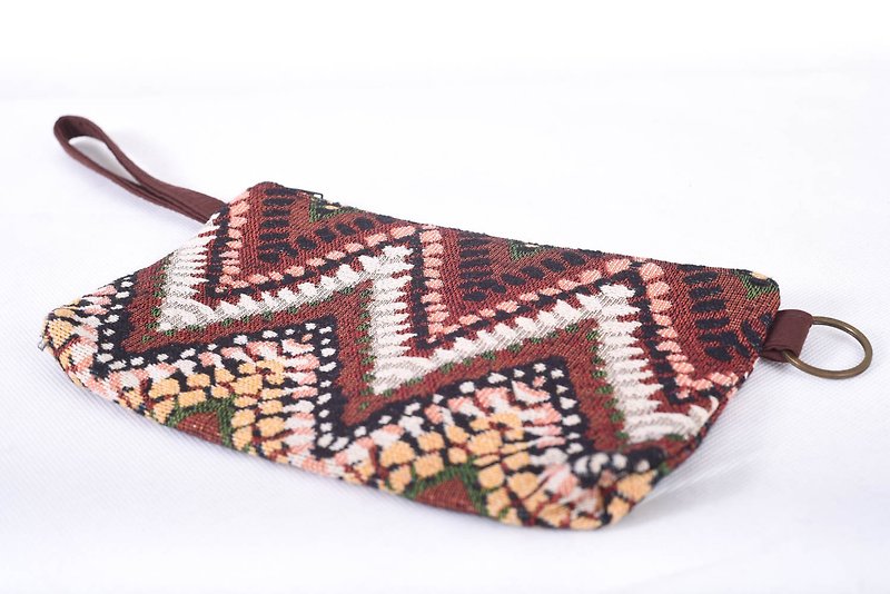 Multi color,aztec style pencil case pouch Dye indigo zipper bag cosmetic pouch c - Toiletry Bags & Pouches - Cotton & Hemp Brown