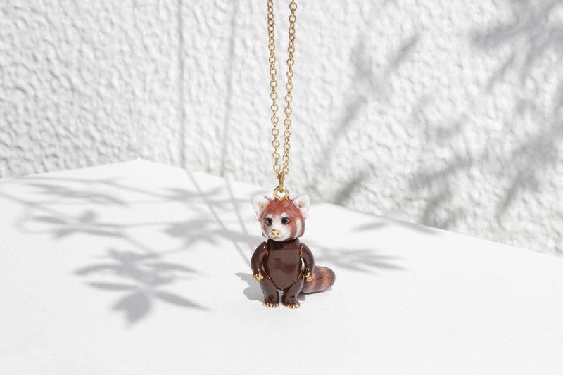 Raph Red Panda Necklace - 項鍊 - 銅/黃銅 紅色