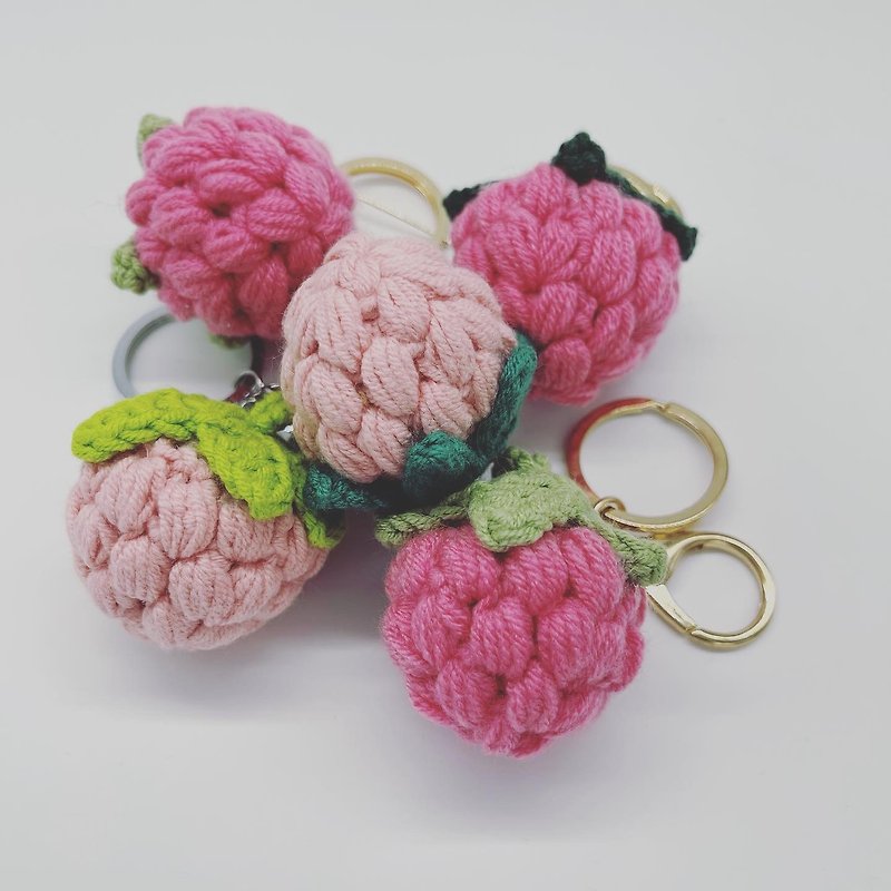 Handmade Heavy Crochet Strawberry Keychain Bag Pendant Accessories New Year Gift - Keychains - Cotton & Hemp Pink