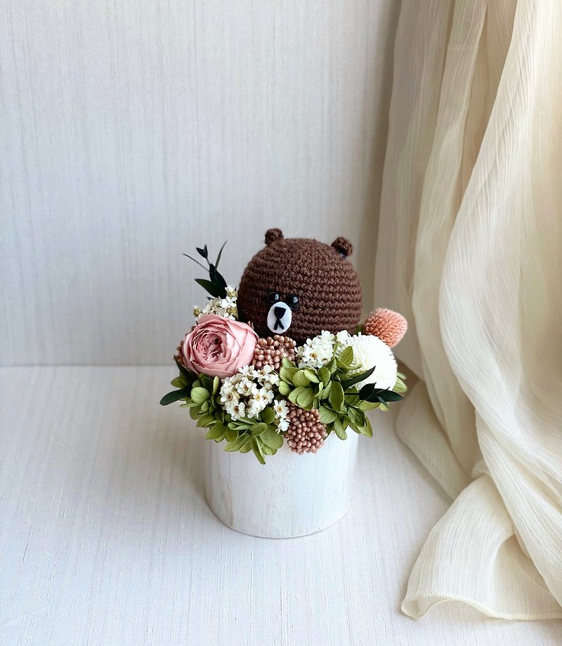 Forest type immortal flower bear large potted flower - Dried Flowers & Bouquets - Plants & Flowers 