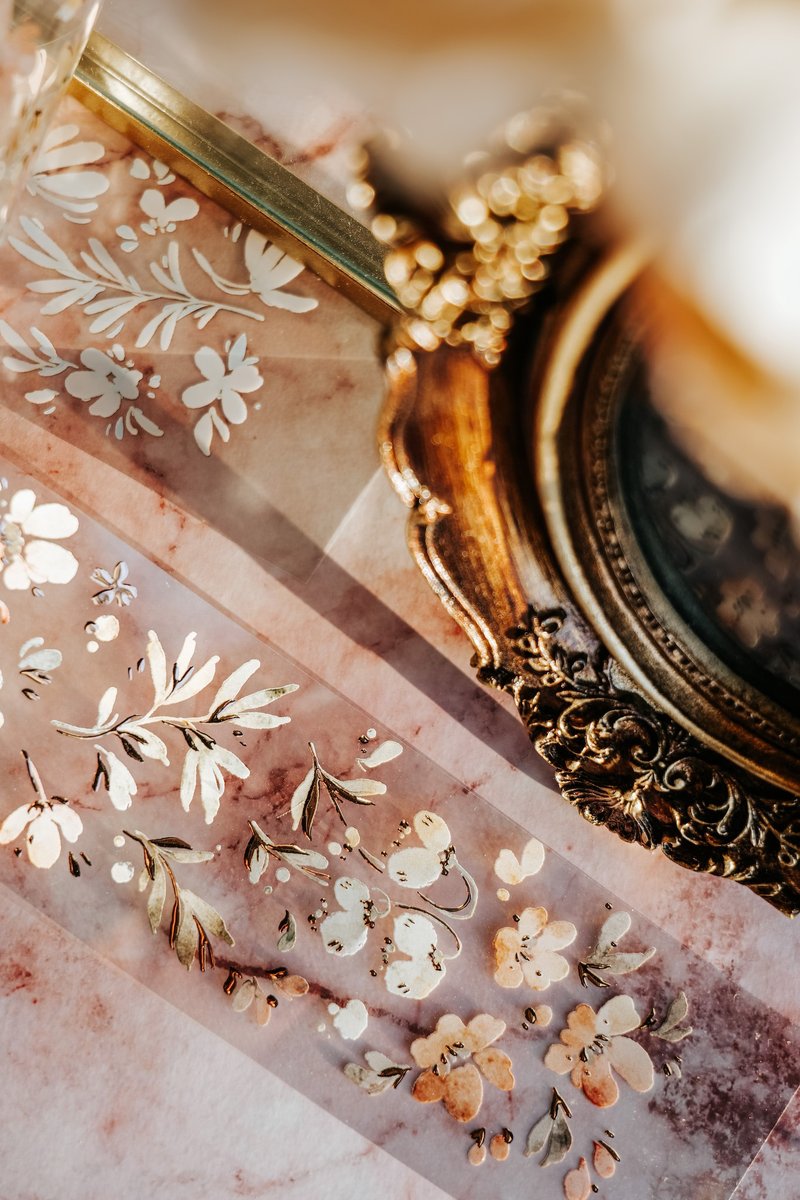 凋零之時 亮面玫瑰金PET膠帶(特油加白墨含離型紙) - 膠紙/膠帶/紙膠帶 - 其他材質 