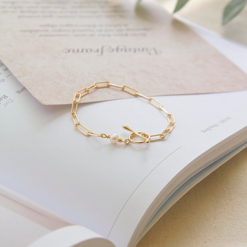 Daily Pearl Bracelet 14K Gold Filled Girls Gift Valentine’s Day Gift Customization - Bracelets - Pearl Gold