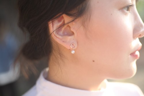 JieJie Jewelry 小圈珍珠耳環 天然珍珠 鍍18k金 可愛 小資 上班族 禮物