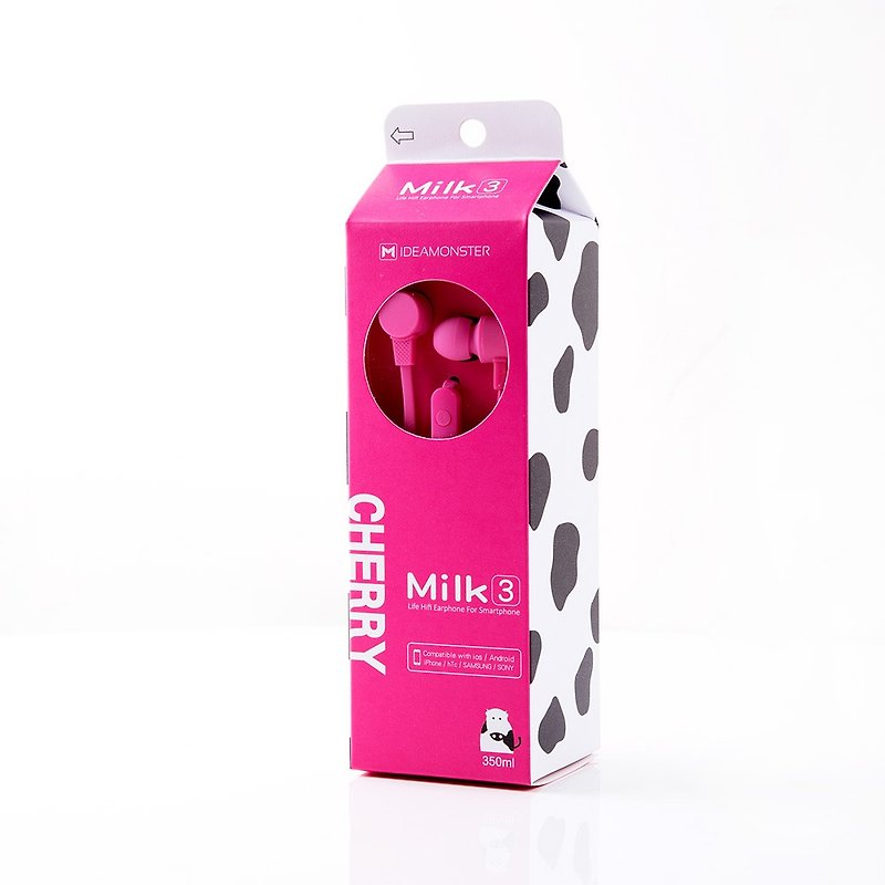 繽紛牛奶線控立體聲入耳式耳機-櫻桃牛奶 - 耳機/藍牙耳機 - 塑膠 粉紅色