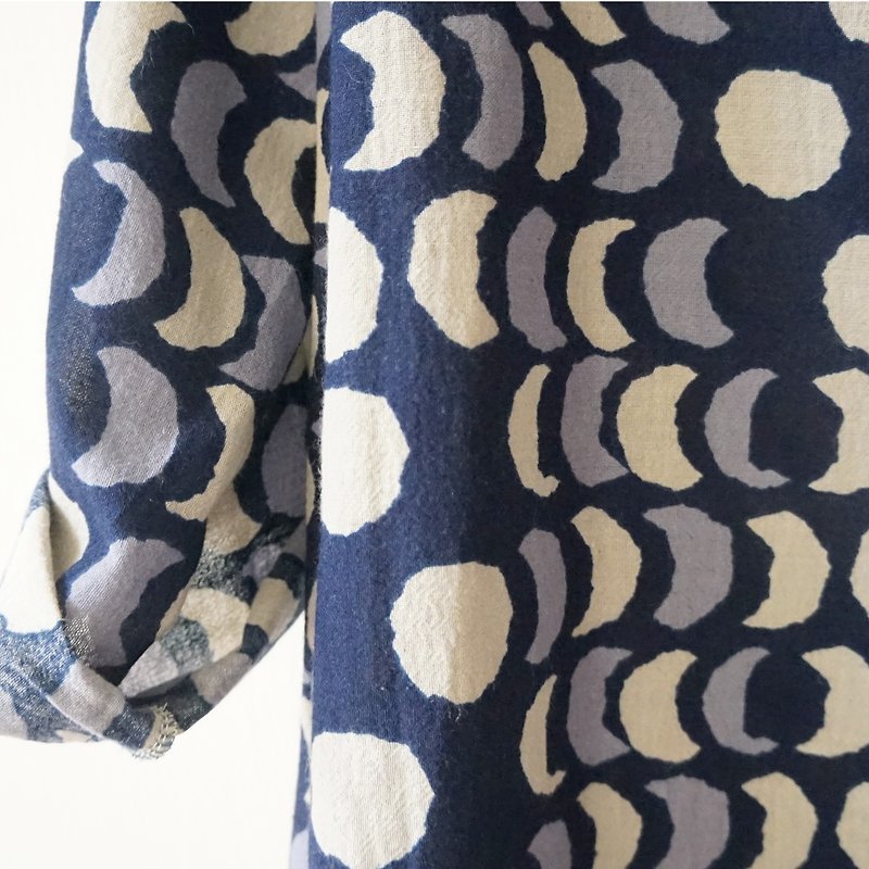 for may :) piecemeal special clothing wide moon blue dress - ชุดเดรส - ผ้าฝ้าย/ผ้าลินิน 