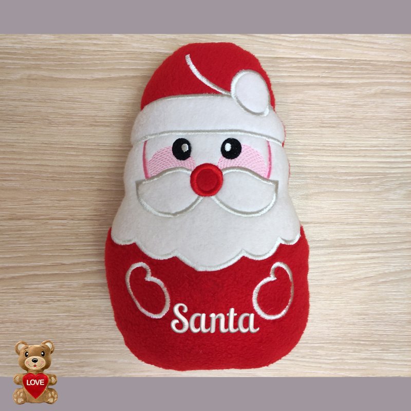 Personalised embroidery Plush Soft Toy Christmas Santa - 玩偶/公仔 - 其他金屬 紅色