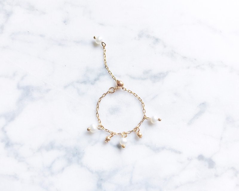 「ゼロ古典的なセンス軽鎖リング」ワルツ古典的な意味絹のようなドレープ真珠のチェーンリング - リング - 宝石 