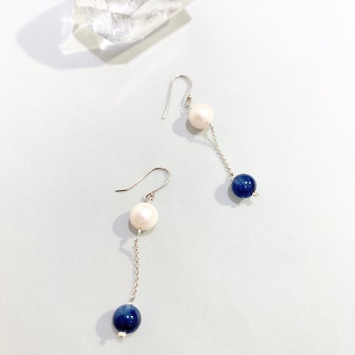 Ops手工飾品設計 Ops Pearl earrings-珍珠/純銀/獨特/長耳環/可改夾/設計/可改夾