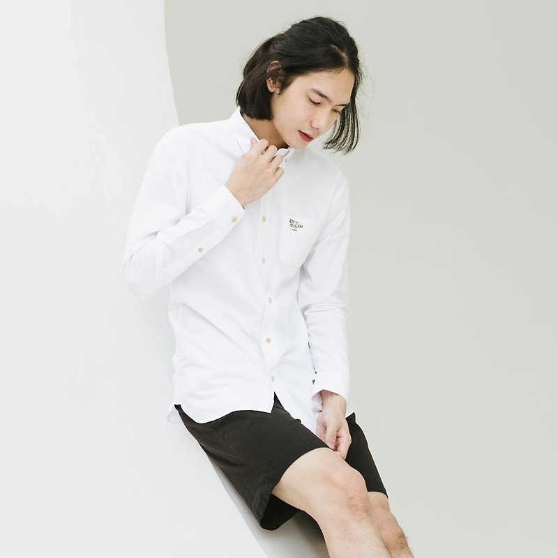 RACCOON // white // men slim fit - 男裝 恤衫 - 棉．麻 白色