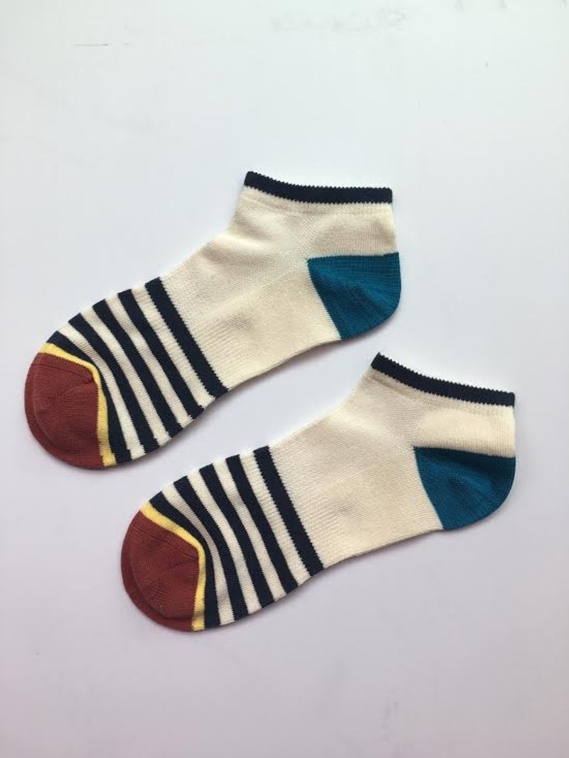 GillianSun Socks Collection【NEW 船型襪】B1601NV_MEN - 襪子 - 棉．麻 白色