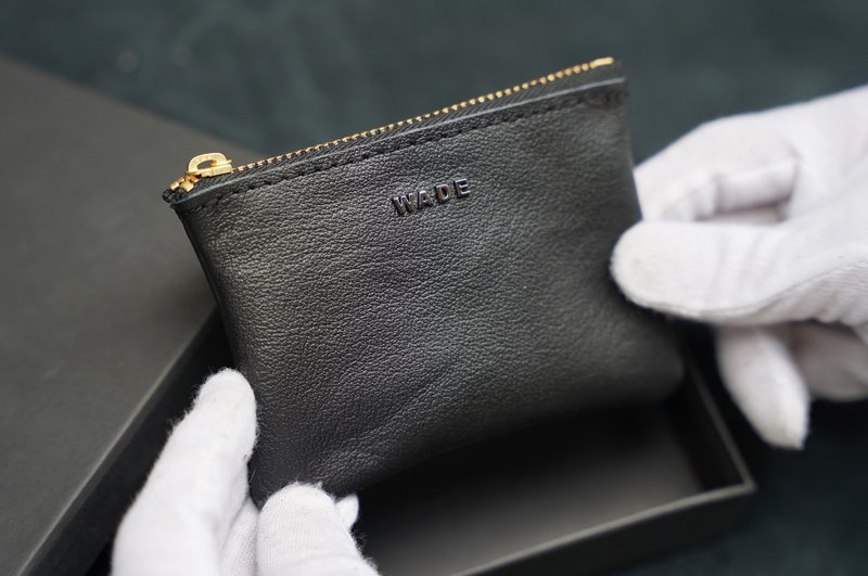 【Double ブラック Limited Edition】黒小銭入れ（黒立体メタルネーム） - コインケース・小銭入れ - 革 ブラック