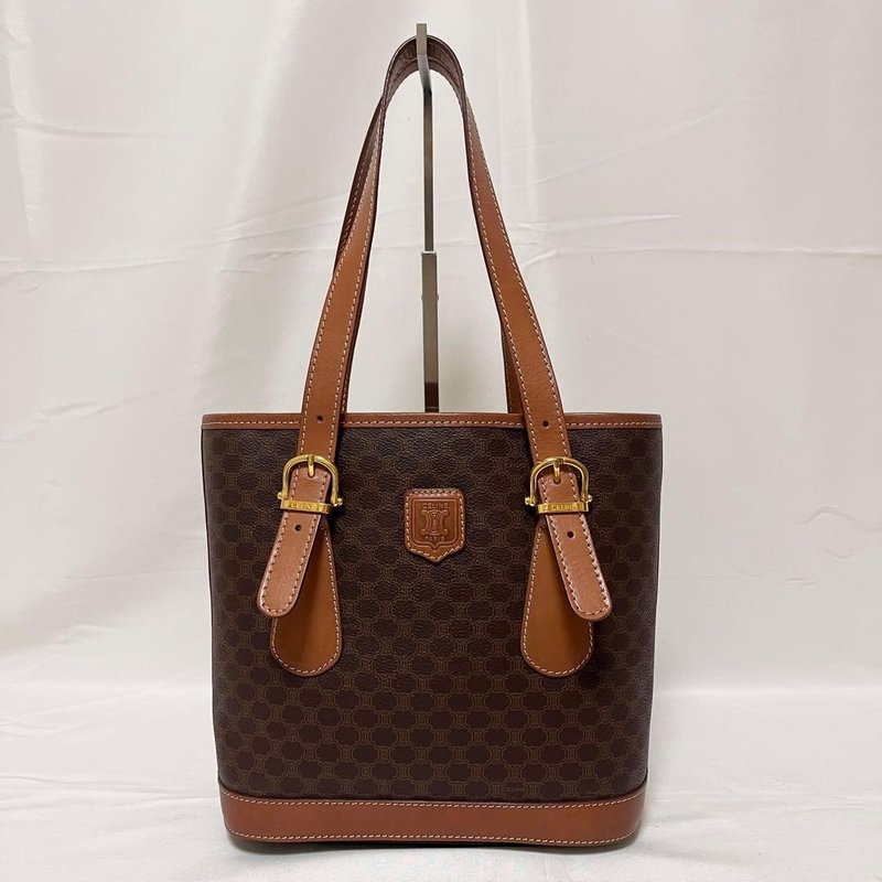 本物 CELINE セリーヌ マカダム トートバッグ ハンドバッグ ブラウン DM93 中古 - トートバッグ・ハンドバッグ - その他の素材 ブラウン