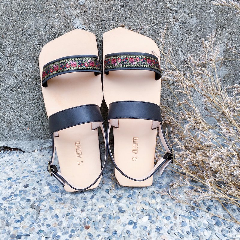 CLAVESTEP XII Sandals - 真皮涼鞋-十二-西班牙玫瑰 - 女款休閒鞋 - 真皮 黑色