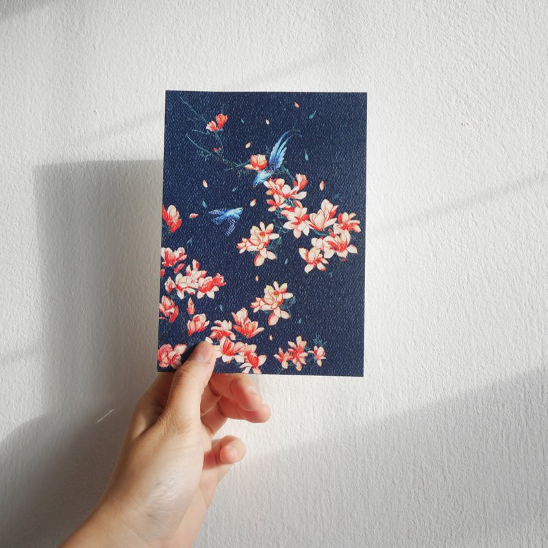Postcard - Blossom Night - 卡片/明信片 - 紙 藍色