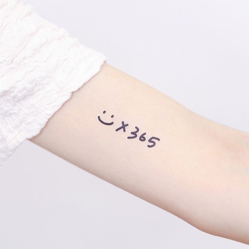 Surprise Tattoos - : ) x 365 Days Temporary Tattoo - สติ๊กเกอร์แทททู - กระดาษ สีดำ