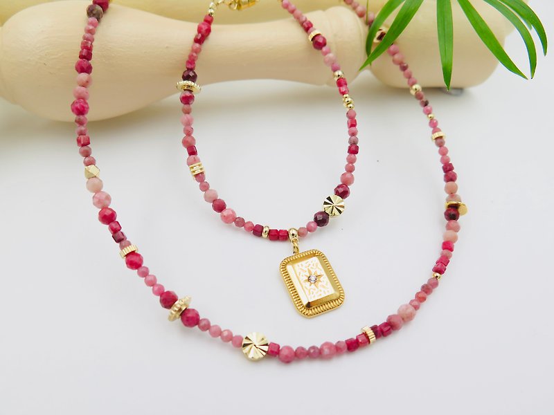 COLE COOL natural Rhodochrosite necklace & bracelet tailor made for her - Necklaces - Semi-Precious Stones Pink