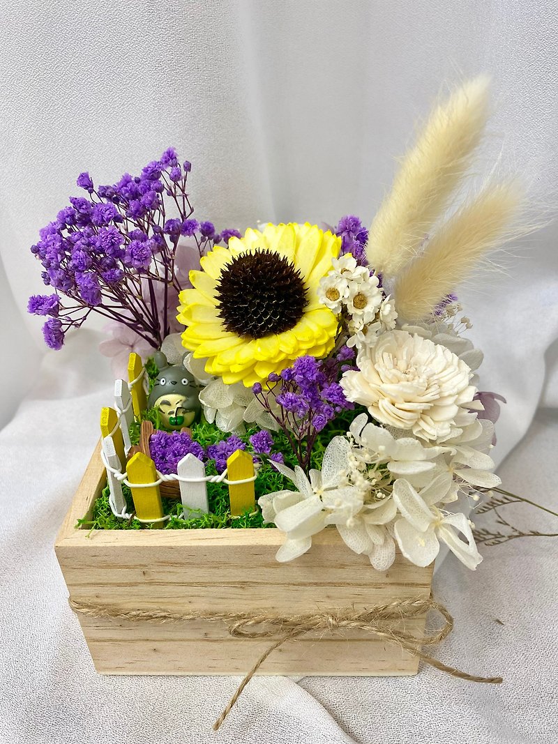 Can expand the fragrance to create a landscape potted flower birthday gift best friend gift sunflower dried flower purple garden - ช่อดอกไม้แห้ง - พืช/ดอกไม้ สีม่วง