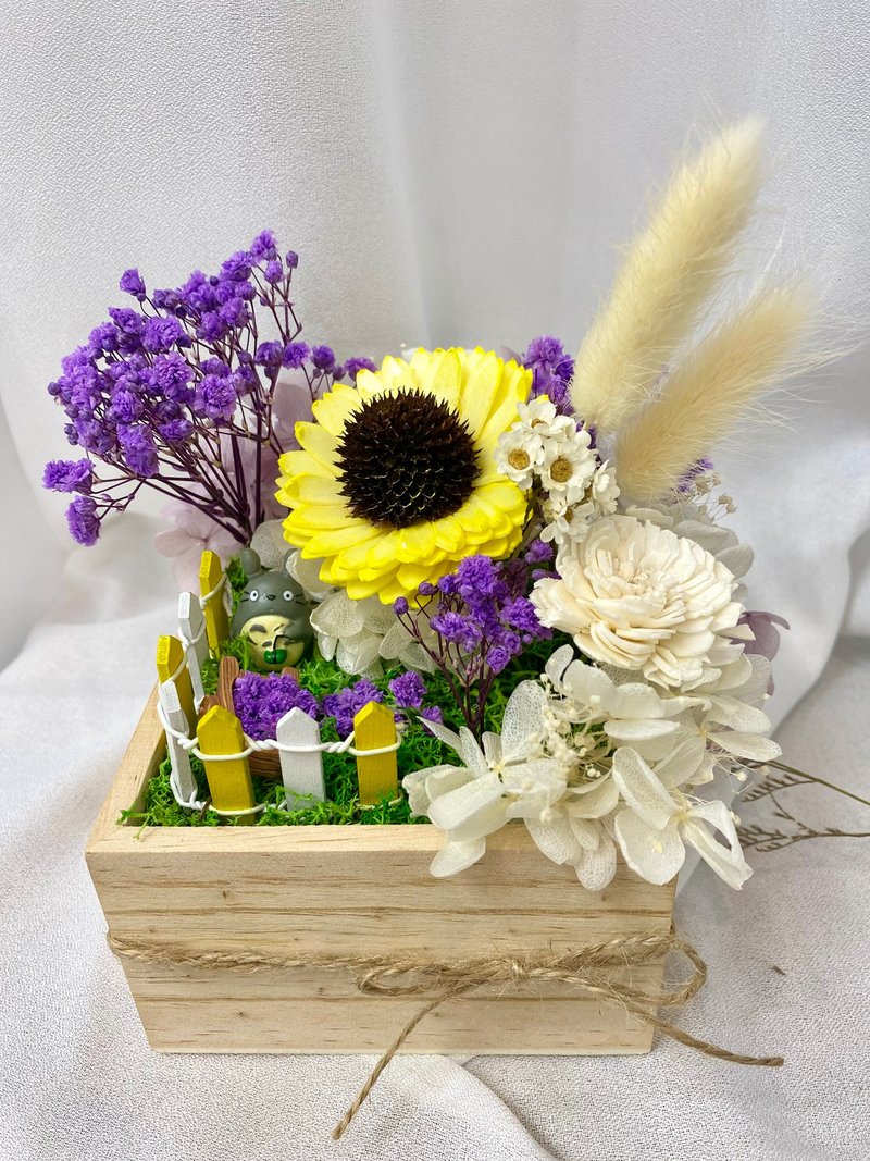 Can expand the fragrance to create a landscape potted flower birthday gift best friend gift sunflower dried flower purple garden - ช่อดอกไม้แห้ง - พืช/ดอกไม้ สีม่วง