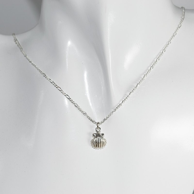 zo.craft shell necklace/925 sterling silver - สร้อยคอ - เงินแท้ สีเทา