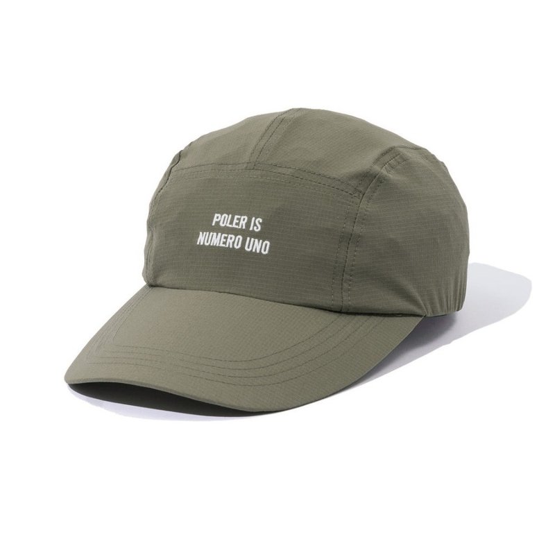 日本限定 POLER STRETCH RIP LONGVISOR CAP 長帽沿遮陽帽 / 橄欖 - 帽子 - 尼龍 黑色