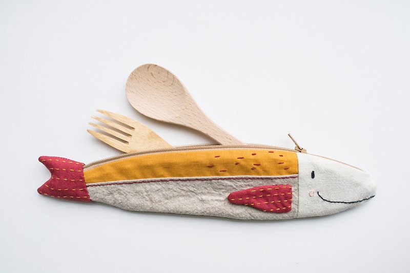 Cotton & Hemp Chopsticks Multicolor - Travelling Tuna cutlery pouch - Kuning