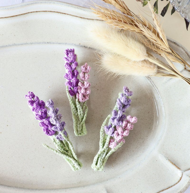 Lavender hairpin, crocodile clip, Japanese Linen crochet, fresh and refined - Hair Accessories - Cotton & Hemp Purple