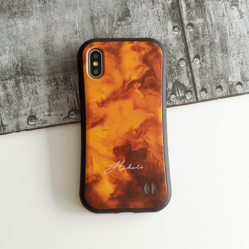 iPhone限定 スマホケース グリップケース 【 べっ甲風 名入れ 】 マットカラー ニュアンスカラー Sラインケース iPhone PM04U - 手機殼/手機套 - 塑膠 咖啡色