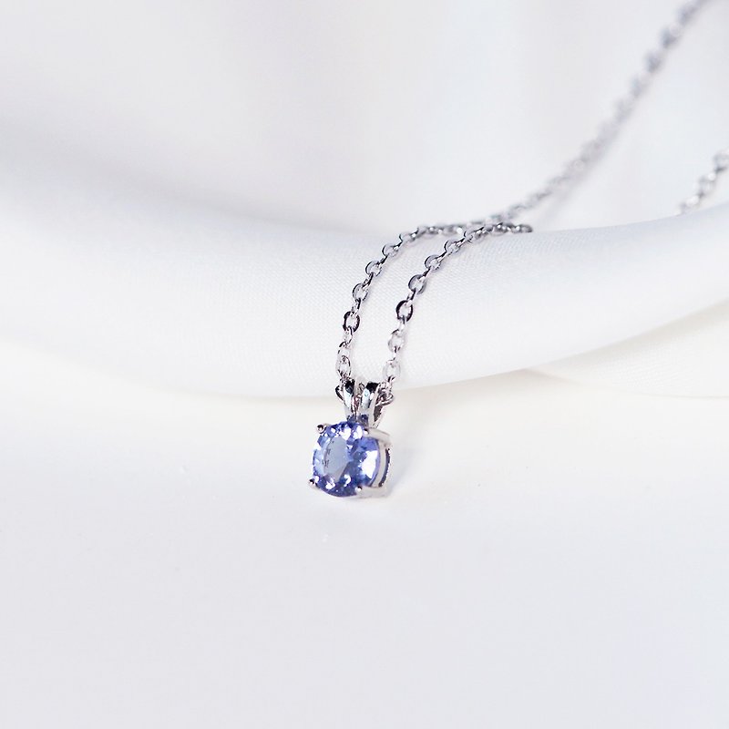 Top quality Stone-sterling silver rhodium-plated necklace 5mm-necklace-December birthstone - สร้อยคอ - เครื่องประดับพลอย สีน้ำเงิน