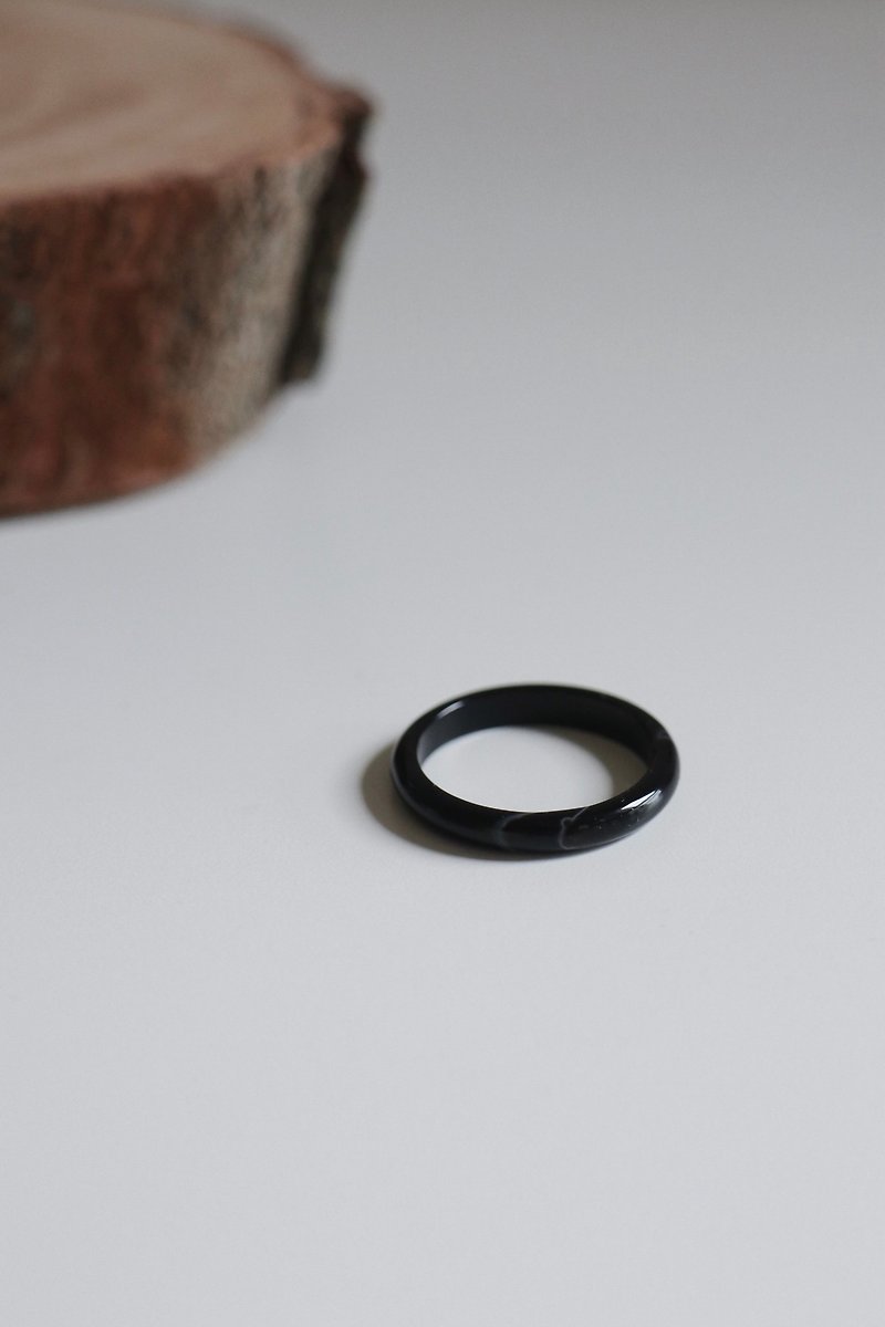 Black jade thin hoop ring - General Rings - Jade Black