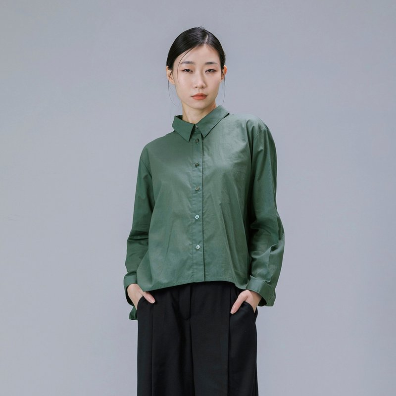 front and back button drop shirt - Women's Shirts - Cotton & Hemp Green