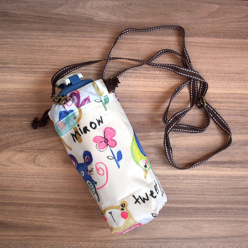 Adjustable cross-body water bottle/thermo bottle bag_Tuya Hua - กระติกน้ำ - ไนลอน ขาว