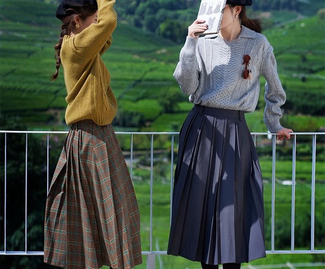 グレー/ブラウン チェック くるみ割り人形 フレンチ ヴィンテージ