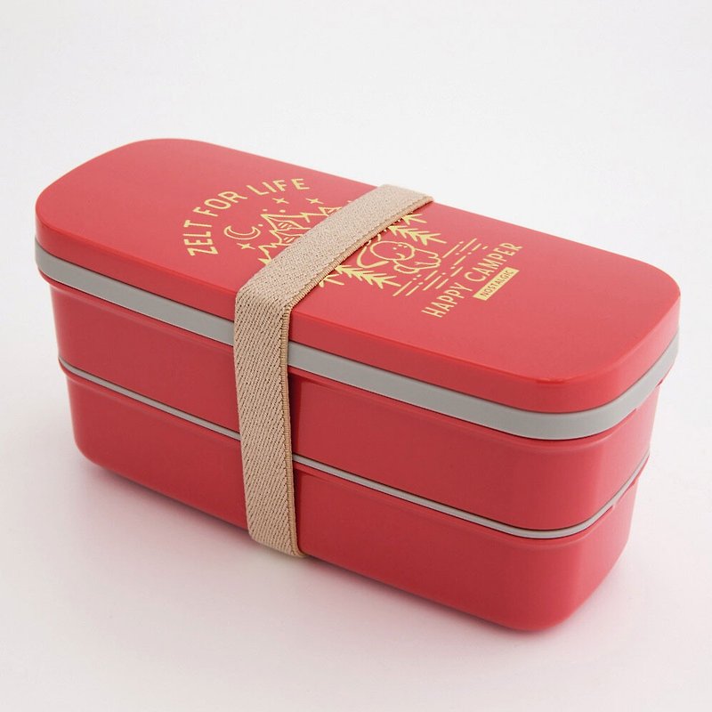 ZELT retro double-layer lunch box/with chopsticks (3 colors available) - Lunch Boxes - Plastic Multicolor