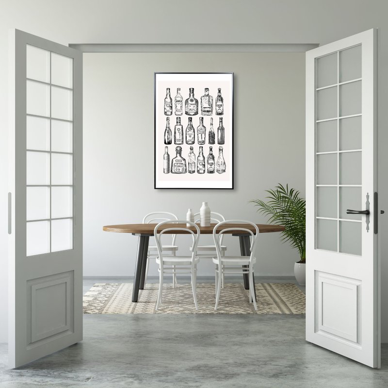 Classic wine black and white illustration hanging picture - elegant wine series decoration - Posters - Other Materials 