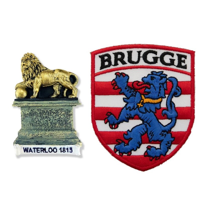 比利時滑鐵爐立體磁鐵+布魯日徽章布標【2件組】特色3D磁鐵 創意 - 磁鐵 - 橡膠 多色