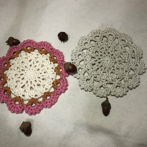 Lei’s knitting 復古花型編織杯墊