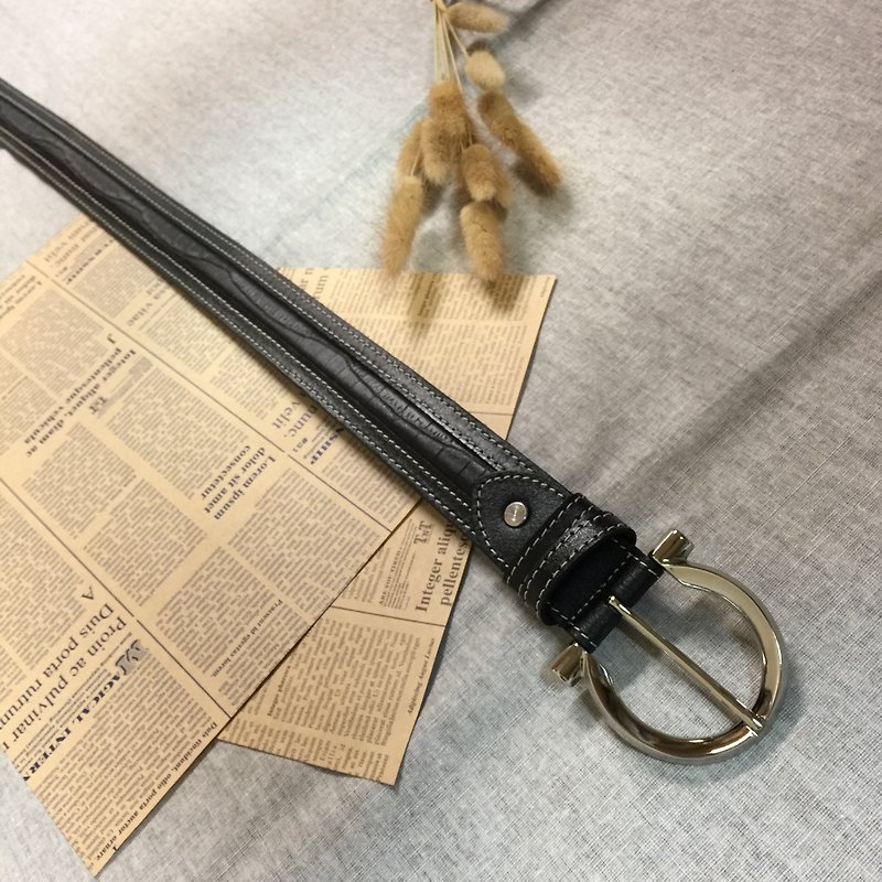 Limited Horseshoe Headed Men's Leather Belt Belt Carefully Selected Leather - 3.5 cm wide - เข็มขัด - หนังแท้ 