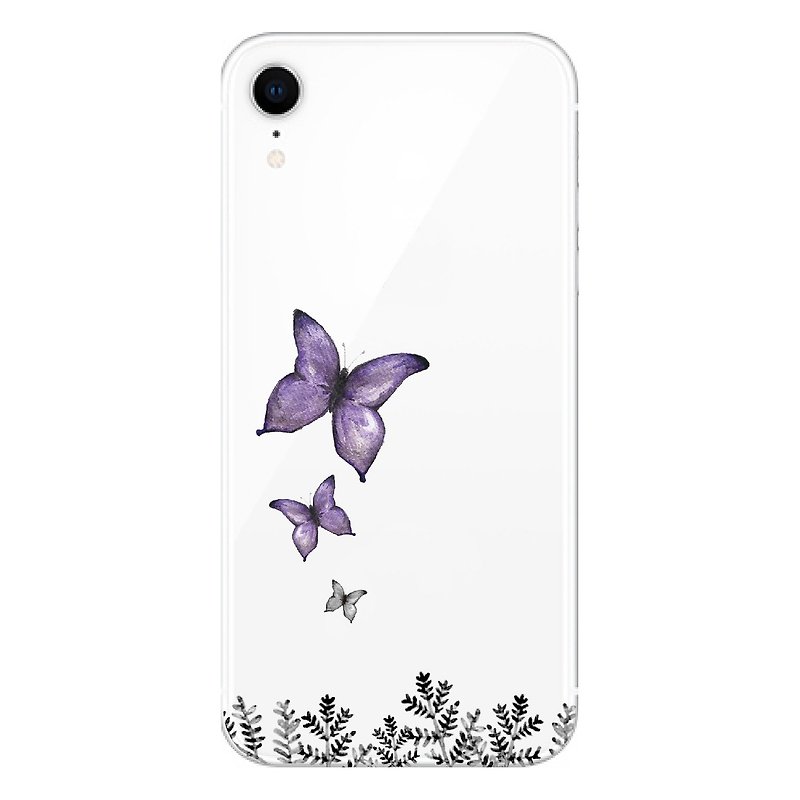 Purple Butterfly - Mobile Shell | TPU Phone case Anti-fall Air Compressor | Addable Word Design - Phone Cases - Rubber Transparent