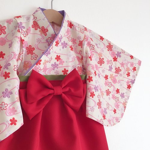 Sakura Studio Japan Hakama Dress 日本褲和服- 櫻花 - Red (女童/嬰兒/兒童)